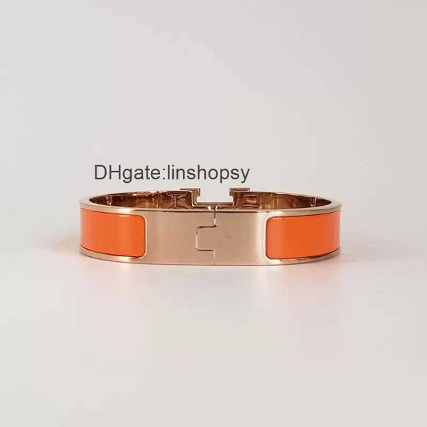 

bangle classic h letter bracelet steel bangle luxury brand 18k rose gold enamel bracelets women cuff bracelet 12mm wide with gift bag, Black