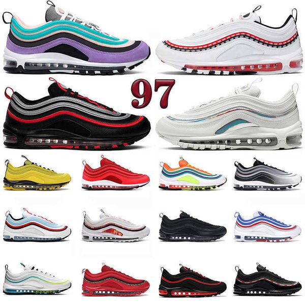 

97 running shoes 97s bred reflective triple white undftd black graphical theme gym red gradient fade bright citron have a nice day men women