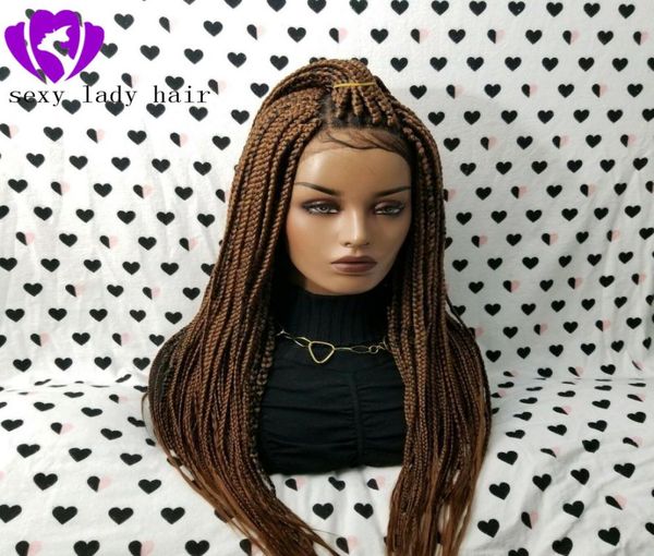 

long medium brown color braided full lace front wig braided box braids wig with baby hair jumbo braids wigs for black women9285958