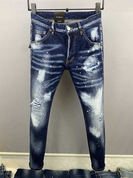 

denim mens d2 holes coolguy dsq luxury designer dsquare jeans 2 trousers jeans new biker pants arrivals mens clothing 2#9837, Blue