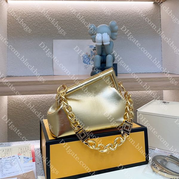 

luxury first leather handbag metal buckle women dinner bag designer crossbody shoulder clip bags underarm clutch handbags with strap