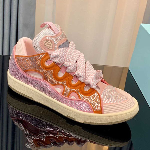 

designer shoes high edition langfan spring outdoor shoes low fashion shoes for women couples diamond versatile elevated thick sole sports bo, Black