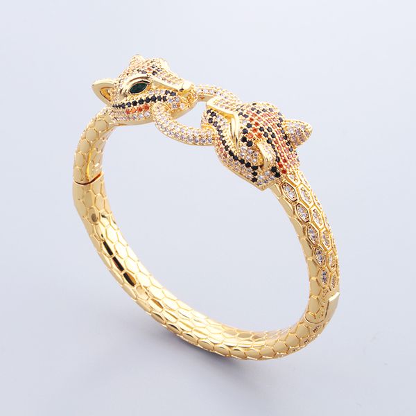

new fashion 18k gold two leopard silver bangle bracelets for girls women daughter mom luxury fashion jewelry designer women jewlery party gi, Black