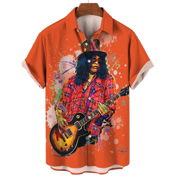 

men's casual shirts music hawaiian for men colorful 3d printed rock shirt beach short sleeve oversized clothing summer 230726, White;black