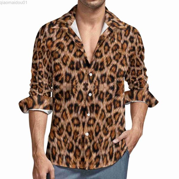 

men's casual shirts leopard print shirt men gold animal skin print casual shirts street style graphic blouses long sleeve novelty overs, White;black