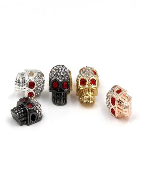 

2019 fashion diy jewelry cool diamante alloy skull beads for bracelet and necklace 12 pcs whole3474790, Black