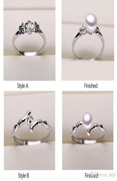 

pearl ring settings electroplated platinum rings for women 20 styles mix diy rings adjustable size jewelry christmas gift statemen2453945, Slivery;crystal