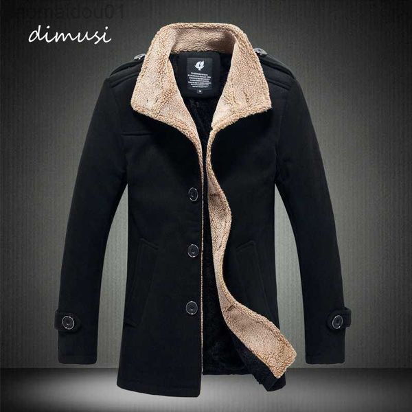 

men's jackets dimusi winter men's wool jackets casual man fleece warm windbreaker blends coats mens outwear fur stand collar jacke, Black;brown