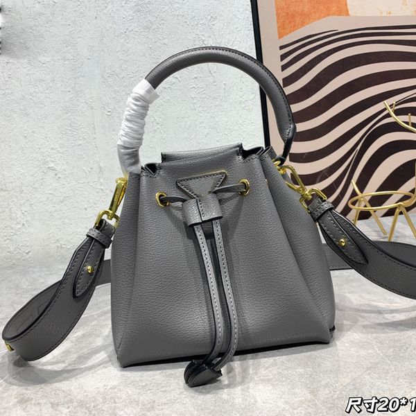 

crossbody bucket bag shoulder tote bags genuine leather handbag purse triangle hardware fashion letter removable strap large capacity travel