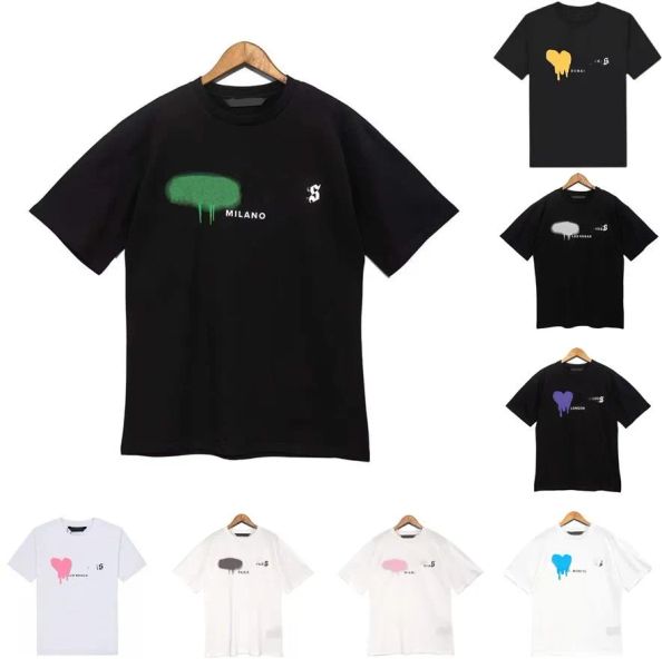 

designer mens t shirt high street palms angels angel shirts women graffiti tee fashion spray paint couple short sleeves loose tide brand s-x, White;black