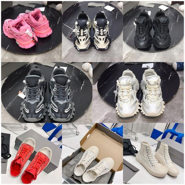 

luxury brand designer men women casual shoes track 3 3.0 white black sneakers tess.s. gomma leather trainer nylon printed platform