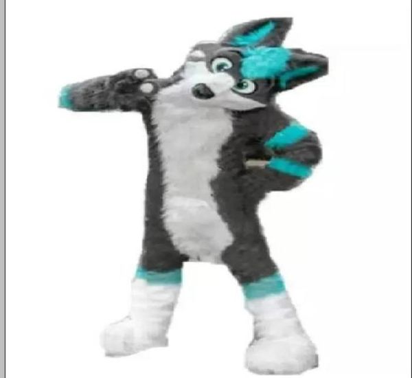 

longhaired wood gray wolf husky mascot costume suits halloween3348843, Red;yellow