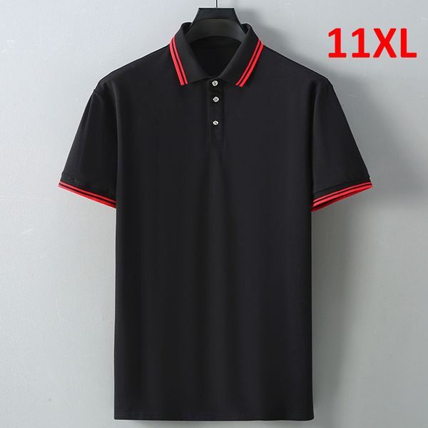 

men's polos summer polo shirt men plus size 10xl 11xl polo shirts solid color male big size 10xl polo black 230720, White;black