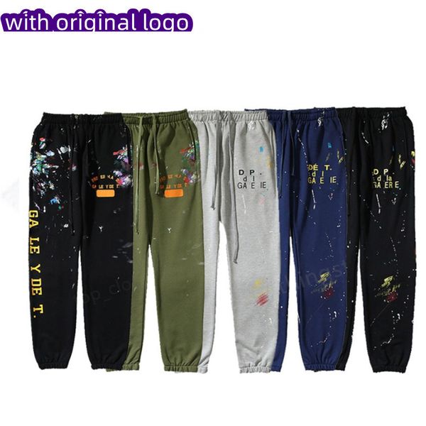 

mens galleryes dept jeans pants galleryes dept gallery jeans sweatpants speckled letter print mens womens couple loose versatile casual pant, Black