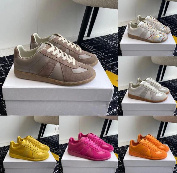 

designer maisons margiela mm6 gazelle canvas shoes men women vintage cowhide spliced running sports trainers