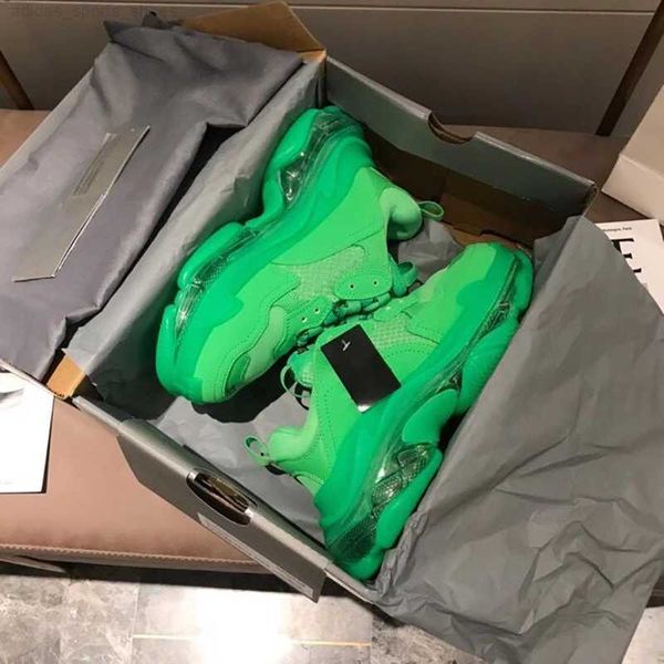 

designer shoes green triple s sneakers sole trainers for women men luxury grandpa trainer vintage dad shoes clear 17color big size no8, Black