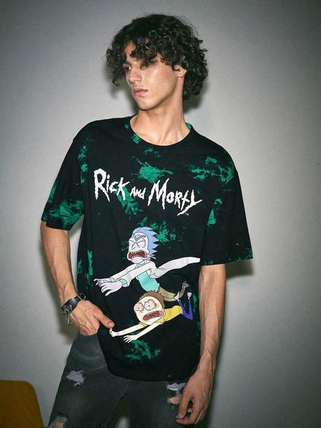 

men's fashion ick and morty | romwe guys tie cartoon graphic, White;black