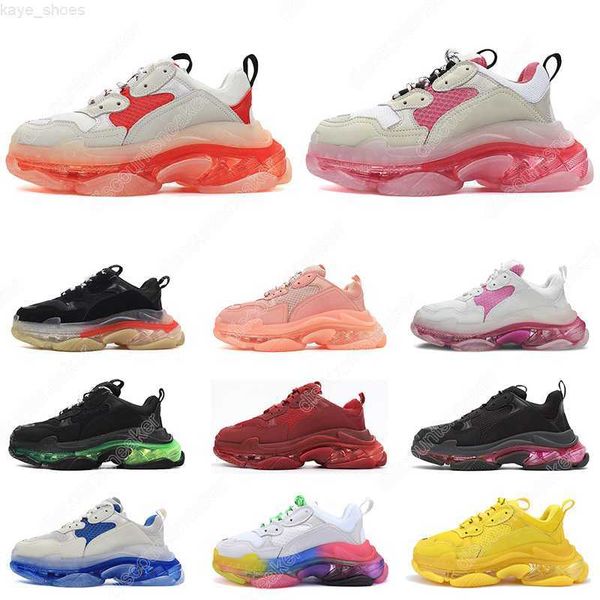 

2022 new triple s clear sole men women platform shoes fashion paris sneakers black white neon green red mens trainers casual jogging walking