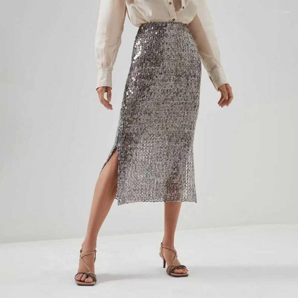 

(women's clothing skirts summer women gray sequined skirt slim a-line, Black