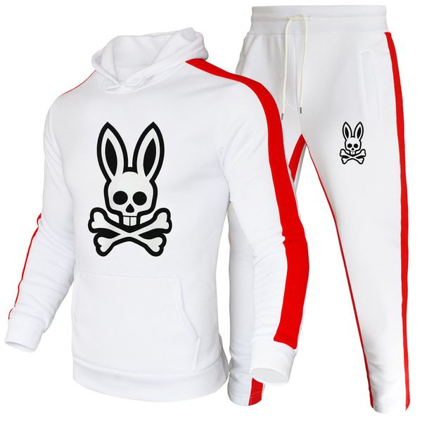 

men's tracksuits 2023 suit fashion ghost rabbit print hoodie sweatpants outdoor jogging winter fleece warm 2 pieces set 230720, Gray