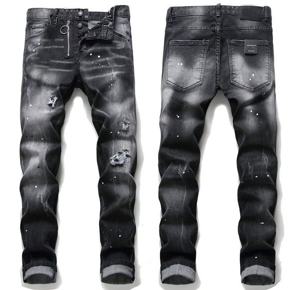 

8 colors men badge rips stretch black jeans men's fashion slim fit washed motocycle denim pants panelled hip hop trousers #07, Blue
