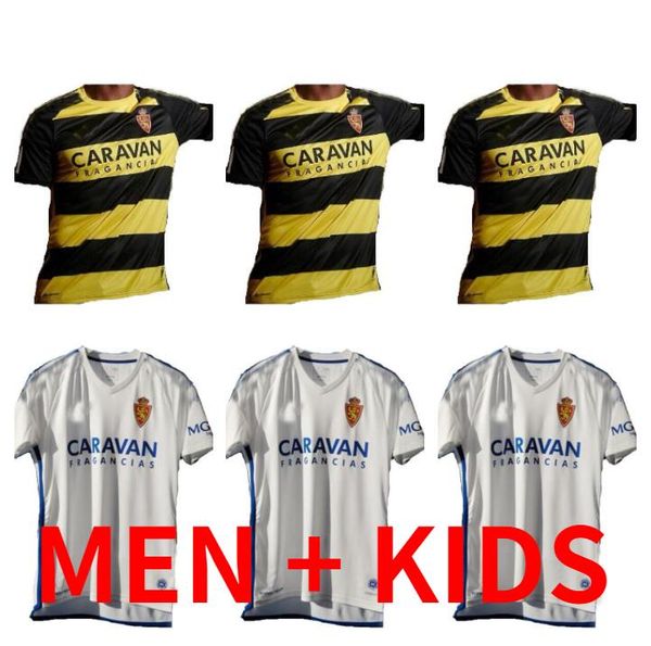 

men kids kit 2023 2024 real zaragoza fran gamez soccer jerseys 23 24 zapater third vazquez pombo shinji kagawa javi ros . suarez football s, Black;yellow