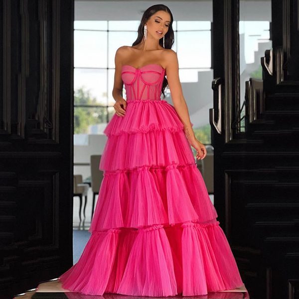 

pink ruffles tiere prom dresses sweetheart exposed boning formal dress layere tulle a line birthday party gown, Black