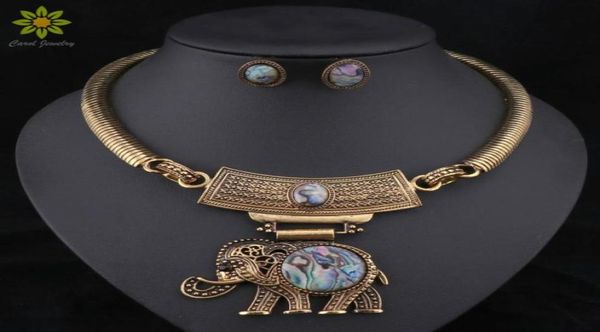 

vintage jewelry sets statement colorful resin elephant necklaces pendants antique silver stud earrings sets for women88001234368225