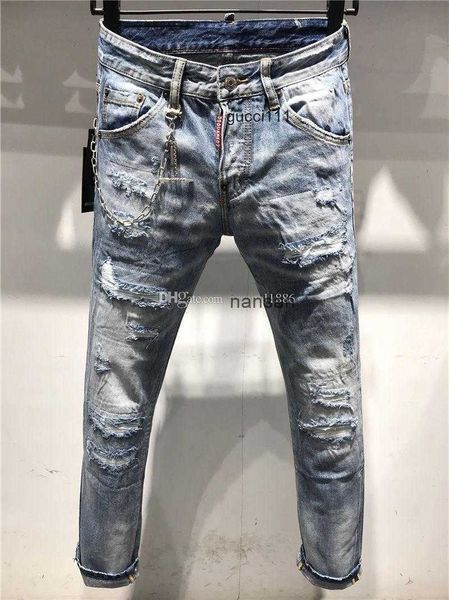

fashion d2 dsq pants dsquare 2 jeans italy new quality trousers designer men denim holes cool guy embroidery siz 2 gxc, Blue