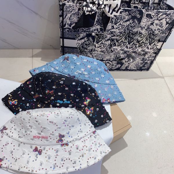 

women's fashion resort designer bucket hat autumn summer travel appointment letter print wide brim hats, Blue;gray