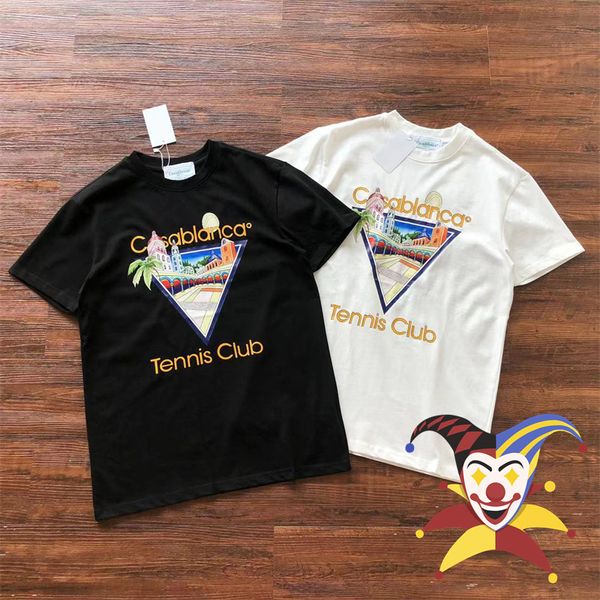 

mens tshirts castle triangle casablanca tennis club tshirt short sleeve 230720, White;black