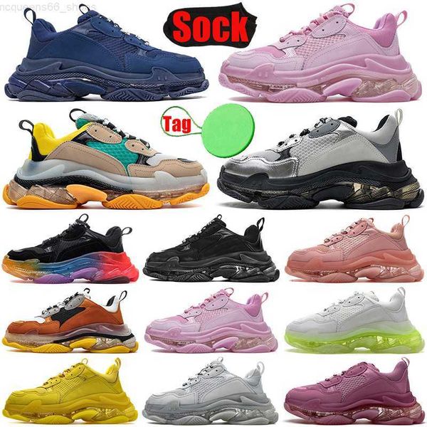 

designer shoes triple s clear sole for grey pink green men women casual platform sneakers black white mens trainers shoe luxury plate-forme