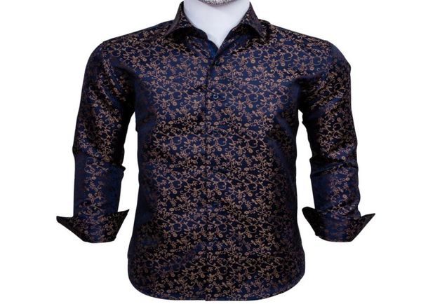

fast silk men039s long sleeve shirts jacquard woven blue gold floral slim shirts for dress party wedding exquisite fas8058976, White;black