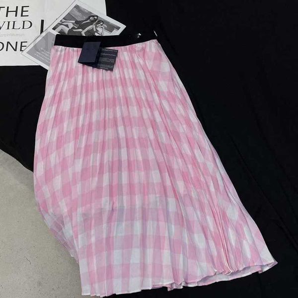 

skirts designer summer new girls' sweet, cute, slim and reduced age printed triangle checker pleated half skirt b2if, Black