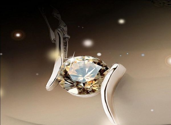 

new arrival silver plated necklace crystal elegant double line diamond pendant necklace for woman8354690