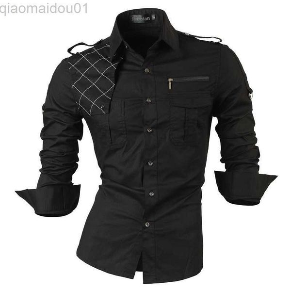 

men's casual shirts jeansian men's long sleeve dress casual shirts fashion stylish designer military 8371 l230721, White;black