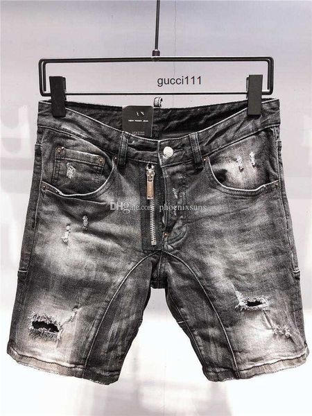 

44-54 men fashion d2 new quality designer dsq short pants dsquare holes trousers italy 2 a213-1 udy jeans ua 2 llp, Blue