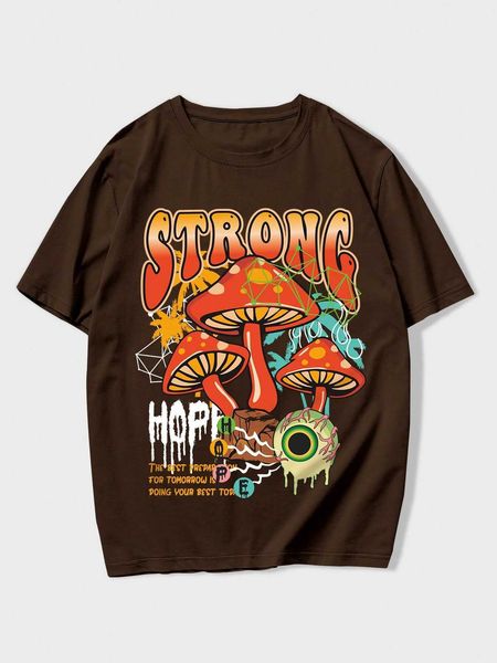 

men's fashion guys mushroom slogan graphic, White;black