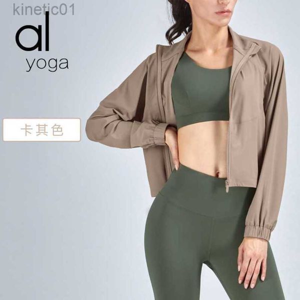 

2023 desginer alo yoga jacket ice feel sun protection clothing women's outdoor cycling sun protection clothing summer thin upf50+uv pro, Black;brown