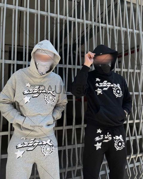 

men's hoodies sweatshirts 2023 new printed oversized sweatshirt men high street trend retro harajuku jacket street trend casual couple, Black