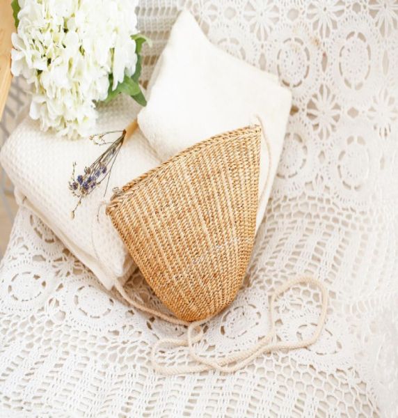 

children grass weaving handbags kids hand made oneshoulder bags summer girls princess beach bag children holiday handbag j00068637402, Black