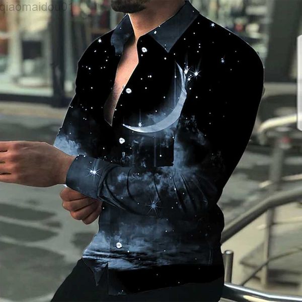 

men's casual shirts mens shirt 1pcs button down casual fashionable gradient long sleeve muscle dress party dress up comfortable l23072, White;black