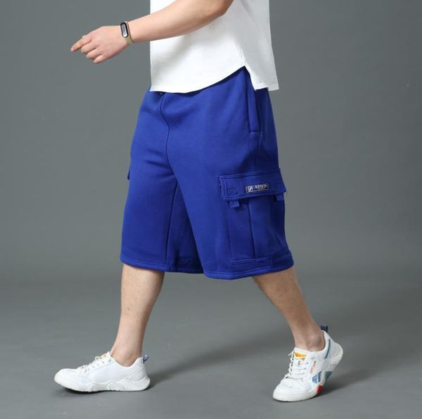 

hip hop sweatpants fashion men's knitting capri short pants men straight loose plus size 6xl summer leisure multi-pocket mans bottoms, White;black