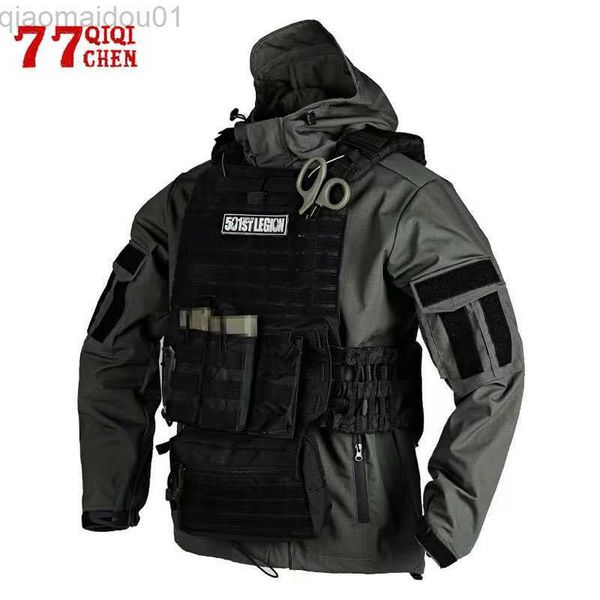 

men's jackets mens airsoft military tactical jacket waterproof multiple pockets camouflage combat jackets hiking windproof hooded long, Black;brown