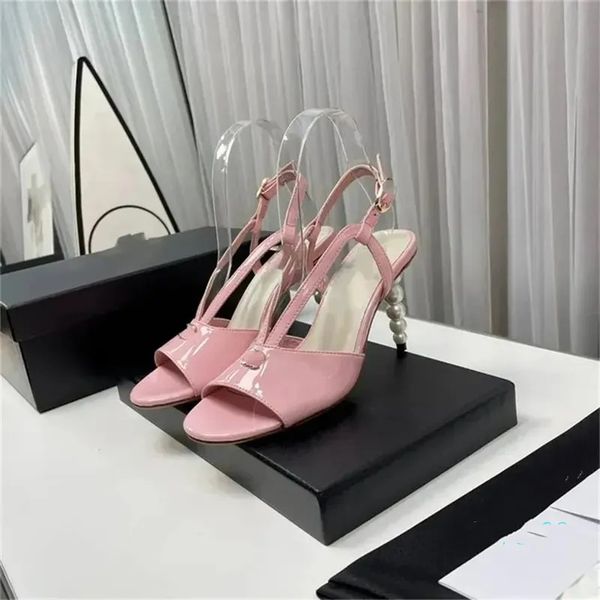 

casual shoes 2023 summer sandals designer women's pearl slim high heel fashion versatile dress simple and comfortable, Black
