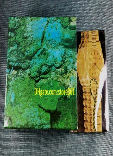 

3pcs luxury watch mens for watch box original inner outer womans watches boxes men wristwatch green box booklet card9946380, Black;blue