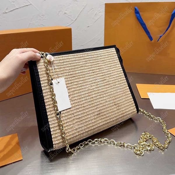 

2023 designer shoulder bag women clucth bag fashion handbag lady handbags straw toiletry kits outdoor pack chains wallets high-quality purse
