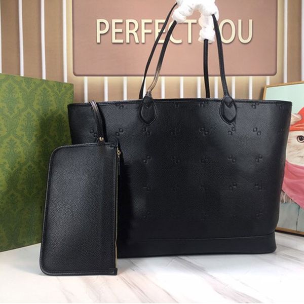 

plain tote shopping bag women handbags purse genuine leather fashion imprinted letters zipper pocket large capacity pockets 40cm