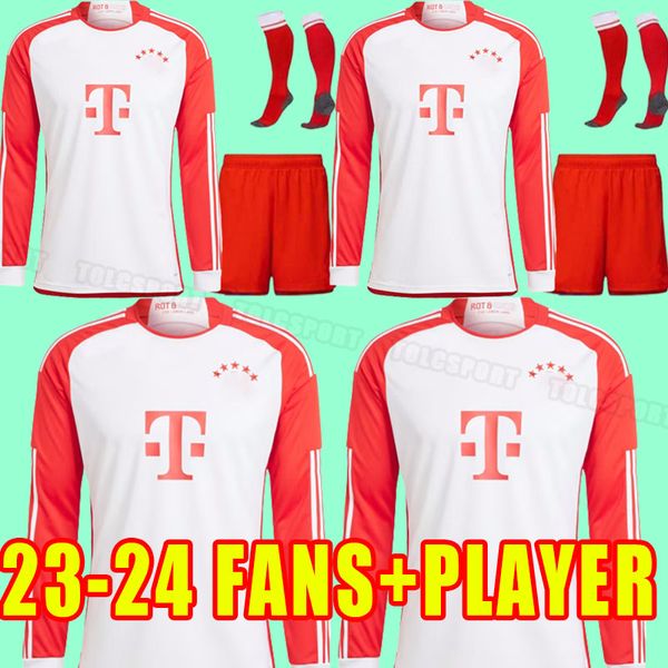 

23 24 bayerns soccer jerseys de ligt sane 2023 2024 football shirt hernandez goretzka gnabry futebol kimmich fans player version long sleeve, Black;yellow