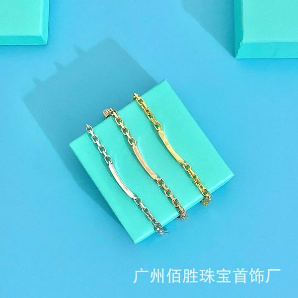 

selling tiffay s925 sterling silver bracelet simple and versatile fashion light luxury thick personalized men's women's style, Black